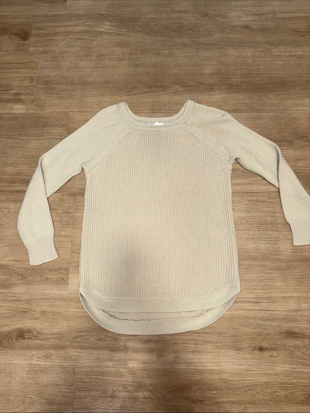 Light Cream Crewneck Waffle Knit Sweater